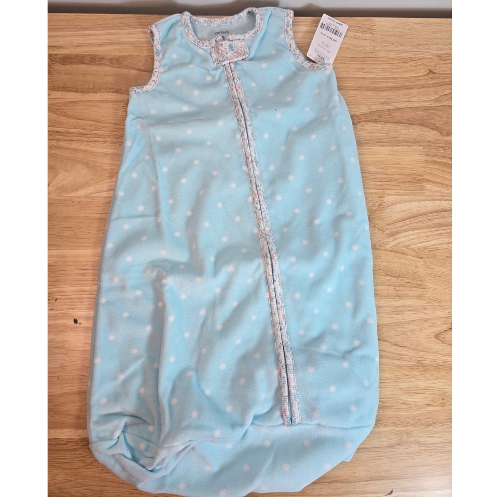 Carters Baby Sleep Bag Fleece Wearable Blanket Blue Polka Dot 0-3M CKT-2719-S
